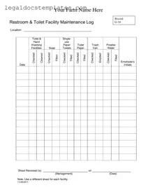 Fill Out Your Bathroom Cleaning Log Sheet Template