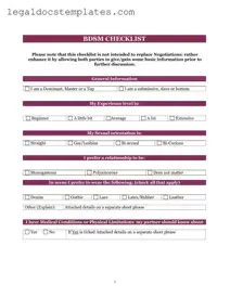 Fill Out Your Bdsm Checklist Template