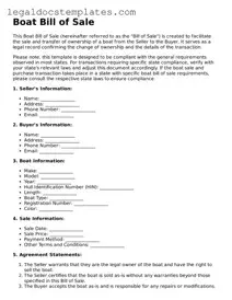 Printable Boat Bill of Sale Template