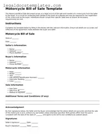 Printable Motorcycle Bill of Sale Template