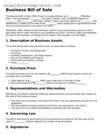 Printable Business Bill of Sale Template