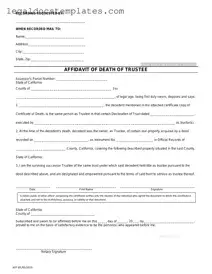 Fill Out Your California Affidavit of Death of a Trustee Template