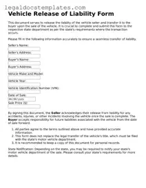 Printable Vehicle Release of Liability Template