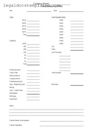 Fill Out Your Cash Drawer Count Sheet Template