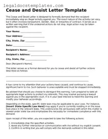 Printable Cease and Desist Letter Template
