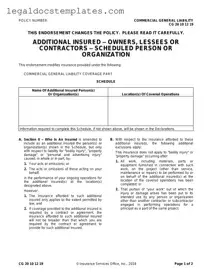 Fill Out Your Cg 20 10 07 04 Liability Endorsement Template