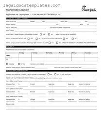 Fill Out Your Chick Fil A Job Application Template