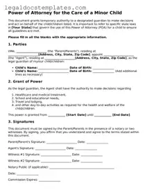 Printable Power of Attorney for a Child Template