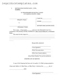 Fill Out Your Motion For Continuance Template