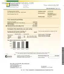 Fill Out Your Edison Electricity Bill Template