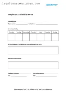 Fill Out Your Employee Availability Template