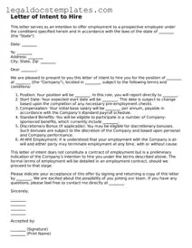 Printable Letter of Intent to Hire Template