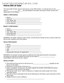 Printable Horse Bill of Sale Template