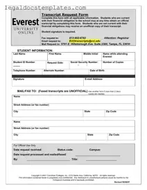 Fill Out Your Everest University Transcript Template