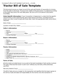 Printable Tractor Bill of Sale Template
