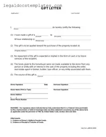 Fill Out Your Gift Letter Template