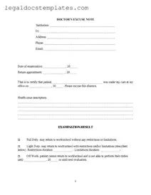 Fill Out Your Doctors Excuse Note Template