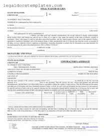 Fill Out Your Illinois Final Waiver Of Lien Template