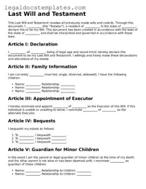 Printable Last Will and Testament Template