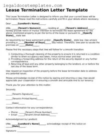 Printable Lease Termination Letter Template
