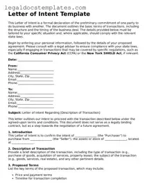 Printable Letter of Intent Template