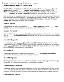 Printable Short-Term Rental Contract Template