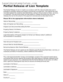 Printable Partial Release of Lien Template