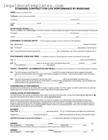 Fill Out Your Live Performance Contract Template
