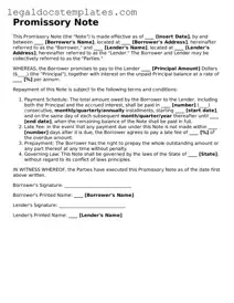 Printable Promissory Note Template
