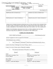 Fill Out Your Michigan Complaint Divorce Template
