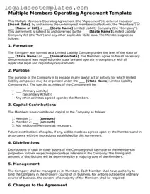 Printable Multiple Members Operating Agreement Template