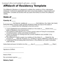 Printable Affidavit of Residency Template