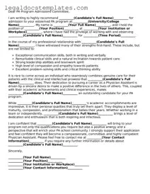 Printable PA School Letter of Recommendation Template