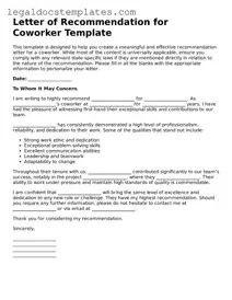Printable Letter of Recommendation for Coworker Template
