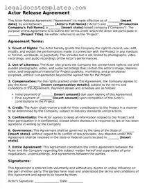 Printable Actor Release Template