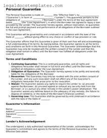 Printable Personal Guarantee Template