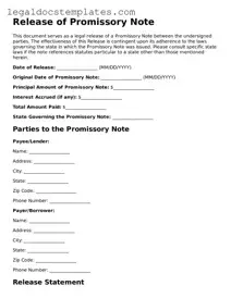 Printable Release of Promissory Note Template