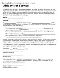 Printable Affidavit of Service Template