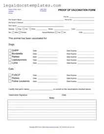 Fill Out Your Proof Of Vaccination Dog Template