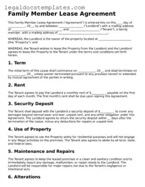 Printable Family Member Lease Agreement Template