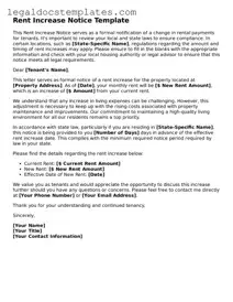 Printable Rent Increase Letter Template