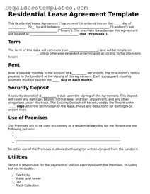 Printable Residential Lease Agreement Template