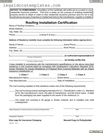 Fill Out Your Roofing Certificate Template