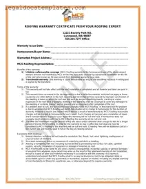 Fill Out Your Roofing Warranty Certificate Template