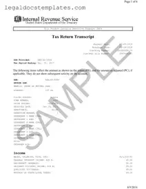 Fill Out Your Sample Tax Return Transcript Template