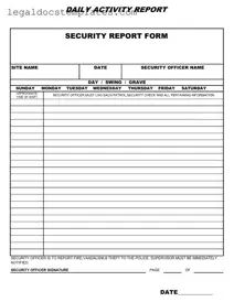 Fill Out Your Security Guard Daily Report Sample Template