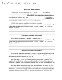Fill Out Your Shared Well Agreement Template