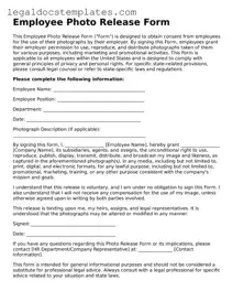 Printable Employee Photo Release Template