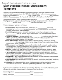 Printable Self-Storage Rental Agreement Template