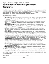 Printable Salon Booth Rental Agreement Template